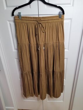 Rachel Zoe Tiered Maxi Skirt in Camel Brown - Medium